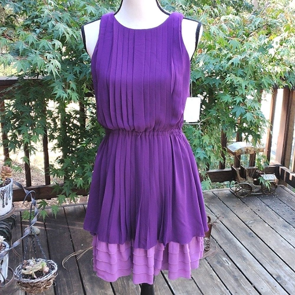 NWT Jessica Simpson Purple Pleated Dress